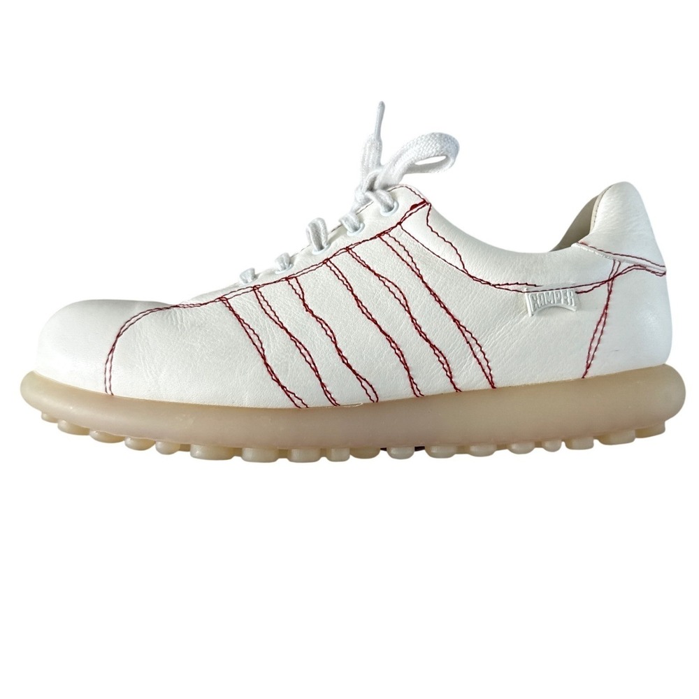 Camper Twins Pelotas Ariel Decorative Stitching Leather Sneakers White Red US 7 - Picture 8 of 15